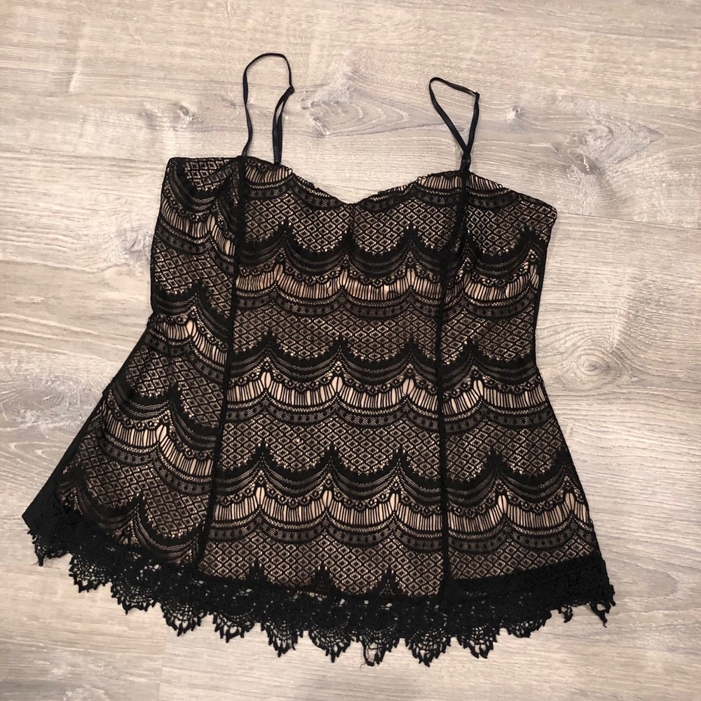 💜5 for $15💜 Black and Tan sexy lacy tank top